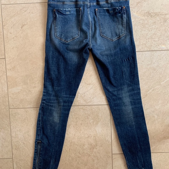 ZARA skinny dark wash jean with zipper detail - Picture 2 of 3